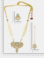 Thumbnail for Ruby Raang Pearl Glow Necklace With Matching Earrings And Maang Tikka - Distacart