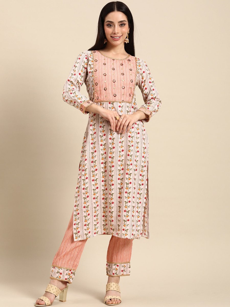 All About You Women Ethnic Motifs Embroidered Gotta Patti Kurta With Trousers - Distacart