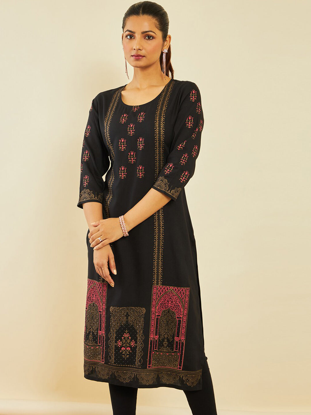 Soch Ethnic Motifs Printed Straight Kurta - Distacart