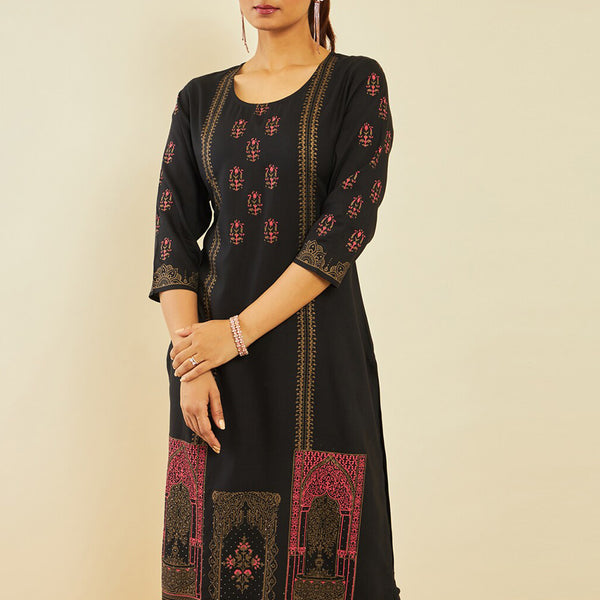 Soch Ethnic Motifs Printed Straight Kurta - Distacart