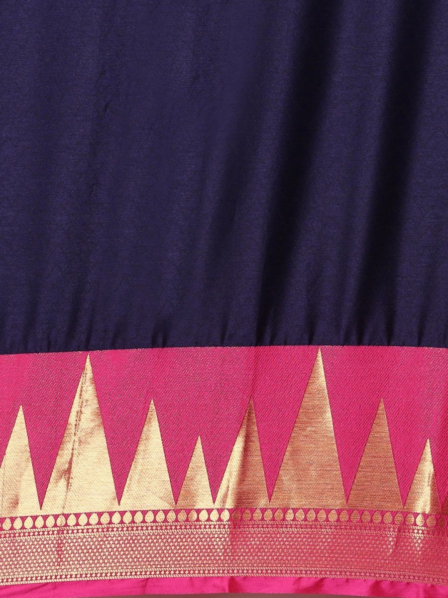 Anouk Navy Blue Woven Design Pure Silk Kanjeevaram Saree - Distacart