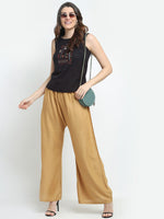 Thumbnail for TAG 7 Women Pack of 2 Black & Beige Solid Wide-Leg Palazzos