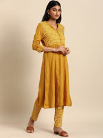 Thumbnail for All About You Women Brown & Cream Printed Kurta with Trousers - Distacart