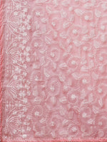 Thumbnail for Anouk Pink & White Floral Embroidered Organza Saree - Distacart