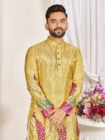 Thumbnail for Anaita Yellow Dola Silk Straight Kurta With Foil Work - Distacart