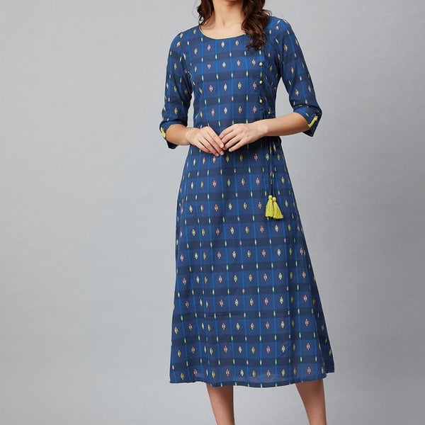 AURELIA Women Yarn-Dyed Angrakha Cotton Dress - Distacart