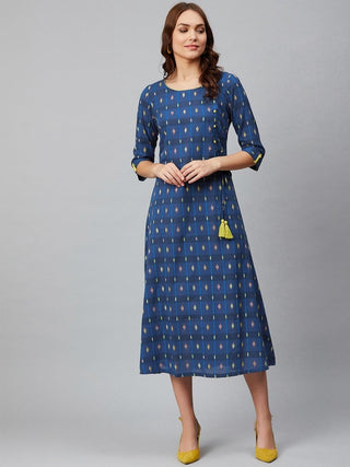 AURELIA Women Yarn-Dyed Angrakha Cotton Dress - Distacart