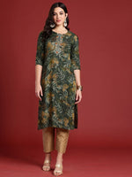 Thumbnail for Anouk Women Floral Printed Thread Work Kurta