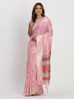 Thumbnail for Astita Linen Cotton Light Pink Saree