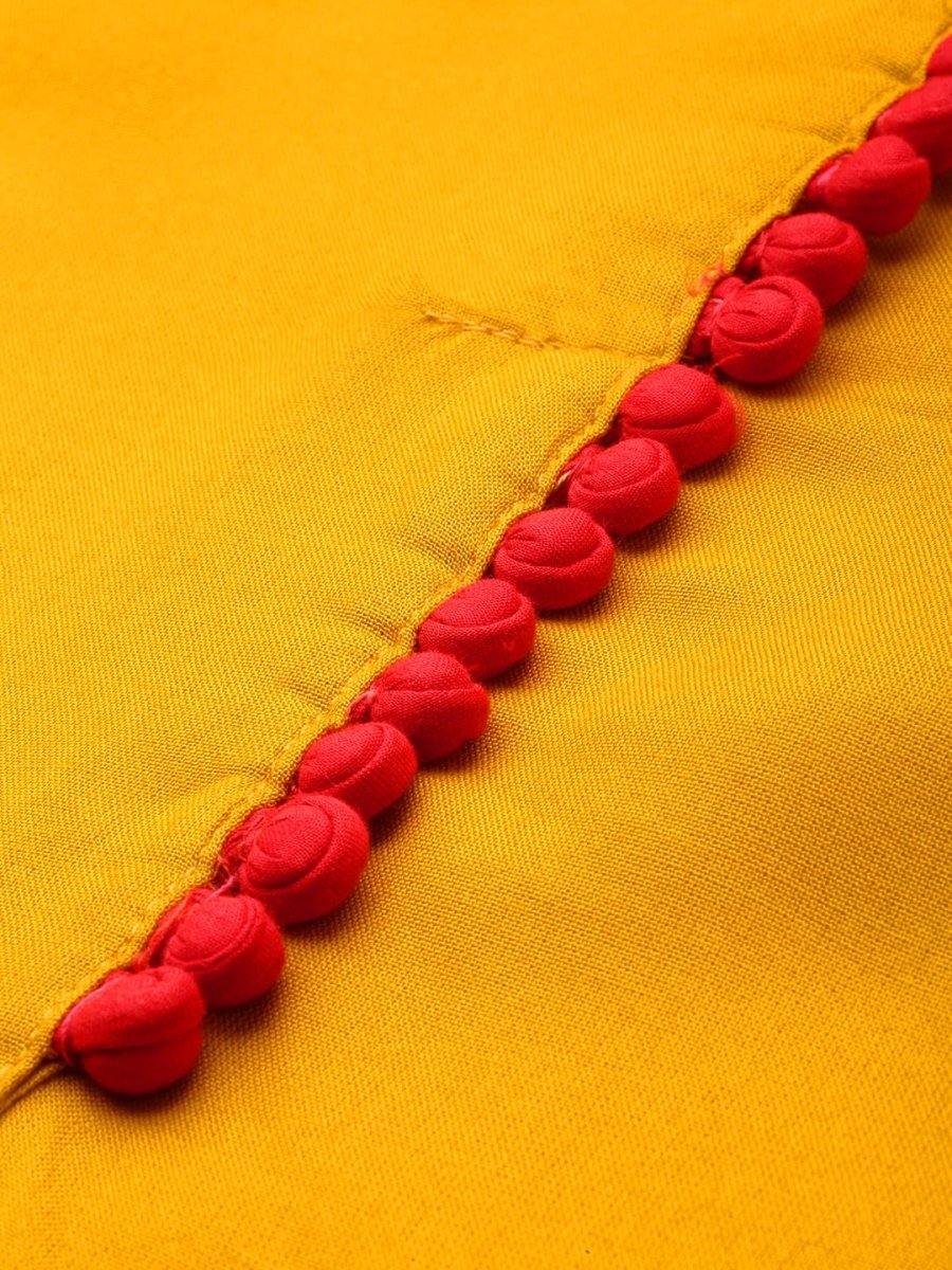 All About You Women Mustard Yellow & Pink Round Neck Regular Kurta with Palazzos - Distacart