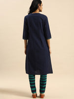 Thumbnail for All About You Women Blue & Green Pure Cotton Kurta with Trousers - Distacart