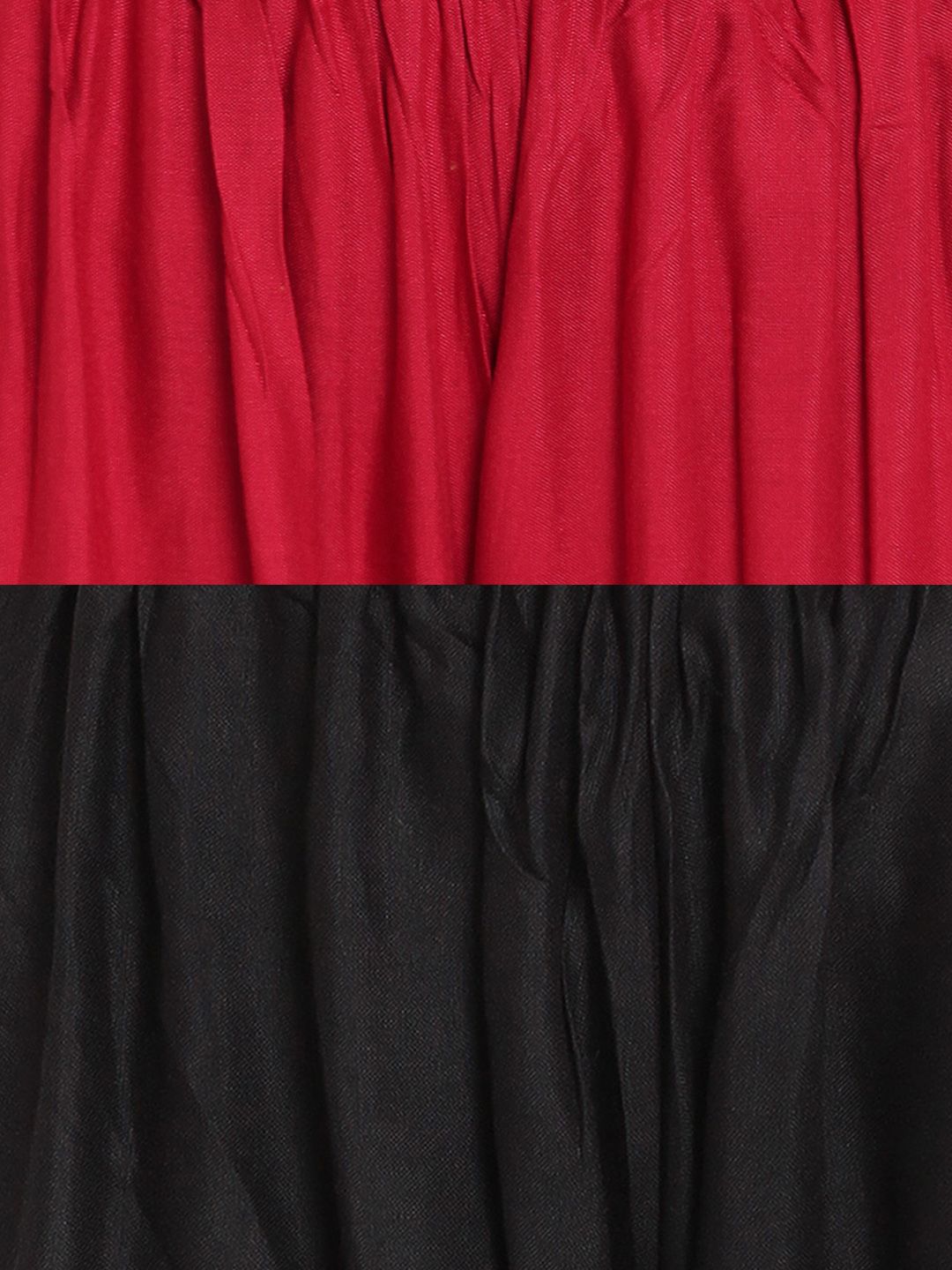 TAG 7 Women Pack Of 2 Black & Maroon Solid Flared Palazzos