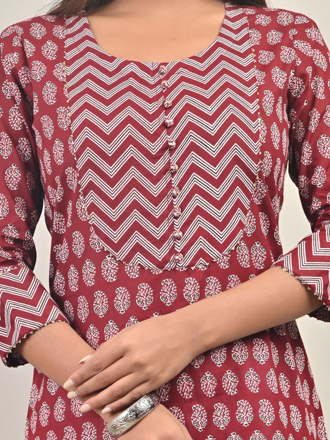 Swasti Ethnic Motifs Printed Gotta Patti Pure Cotton Kurta - Distacart