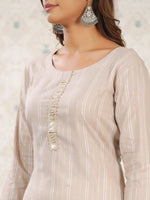 Thumbnail for Ode by House of Pataudi Striped Round Neck Straight Cotton Kurta - Distacart