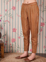 Thumbnail for Ode by House of Pataudi Ethnic Motifs Printed Pure Cotton Kurta with Trousers & Dupatta - Distacart