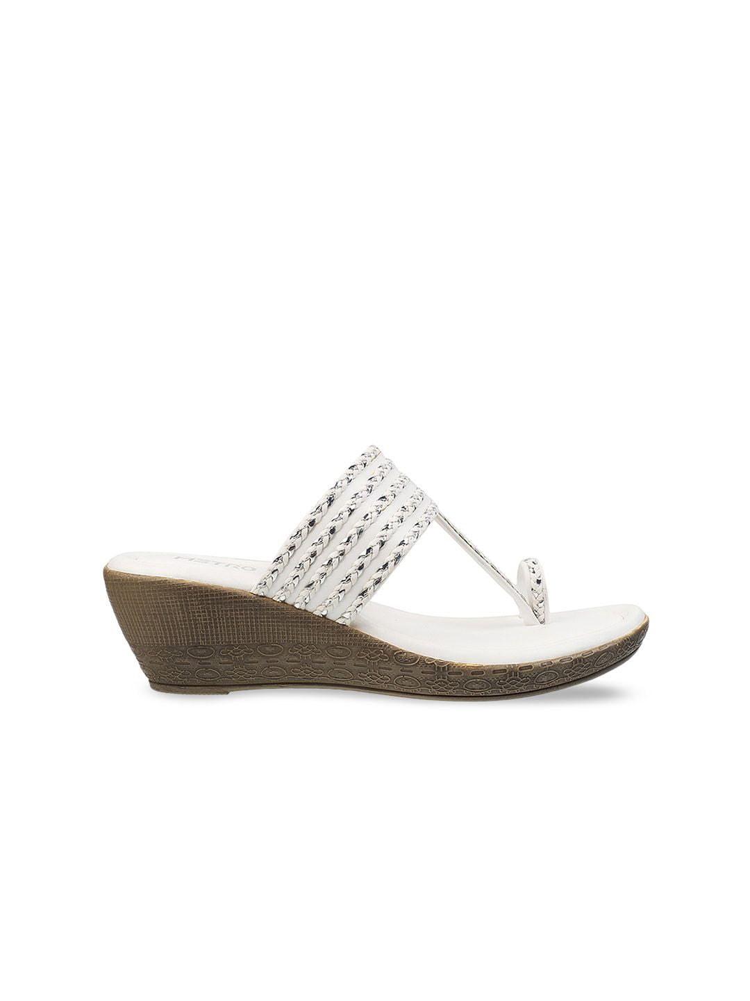 Metro White Embellished Wedge Sandals