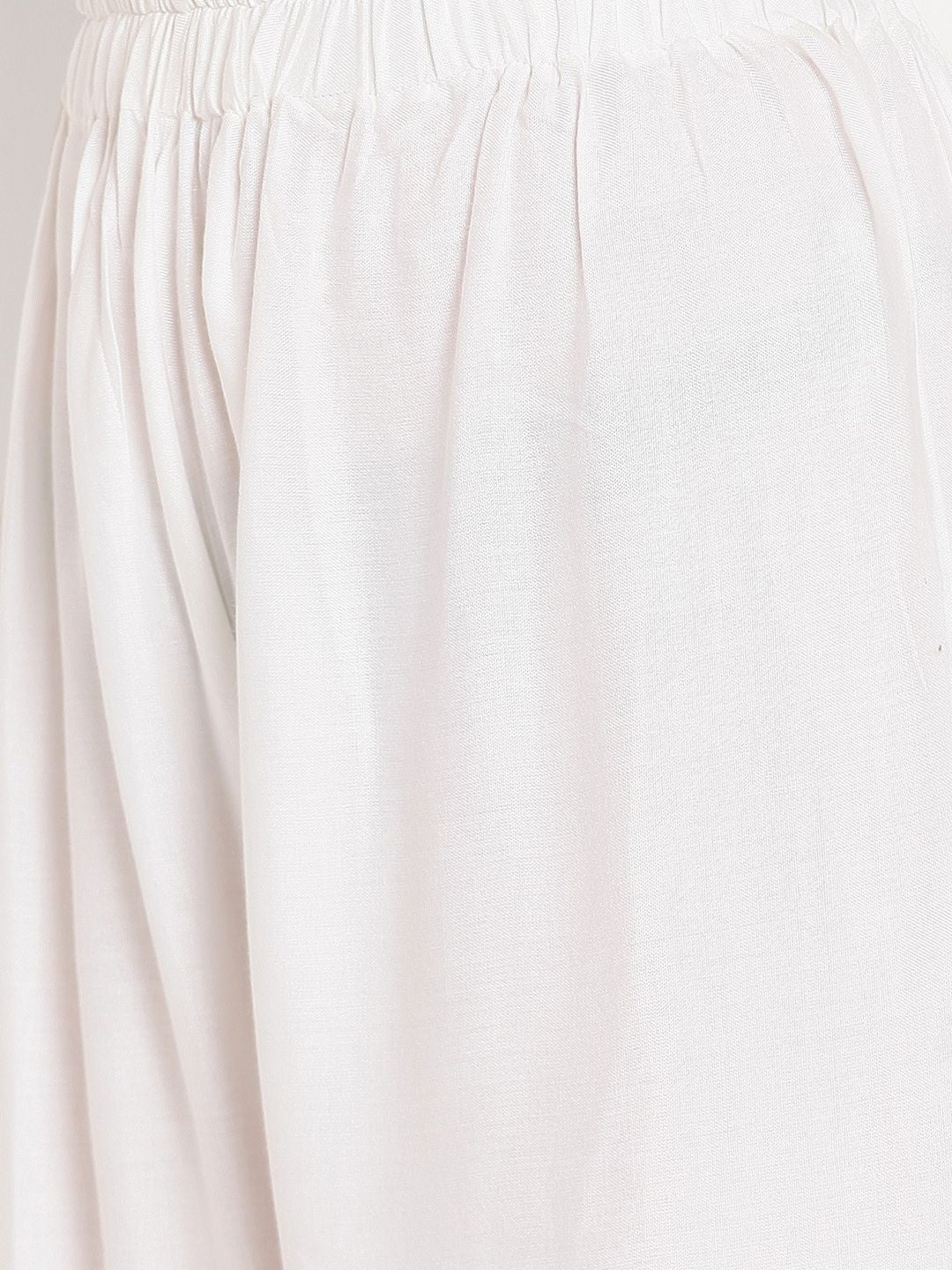 TAG 7 Women White Solid Flared Palazzos