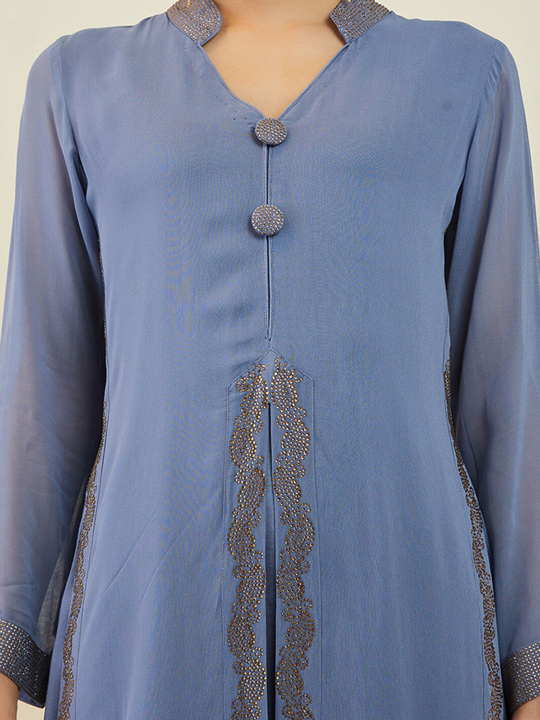 Soch Women Ethnic Motifs Layered Beads and Stones Georgette Kurta with Churidar & Dupatta - Distacart