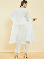 Thumbnail for Soch Ethnic Motifs Embroidered Thread Work Kurta & Trousers With Dupatta - Distacart