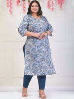Thumbnail for Swasti Plus Size Floral Printed Pure Cotton Kurta