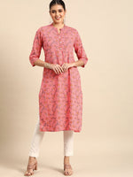 Thumbnail for All About You Women Pink & Yellow Floral Printed Kurta - Distacart