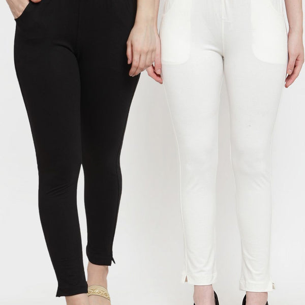 TAG 7 Women Pack Of 2 Solid Ankle-Length Straight-Fit Leggings - Distacart