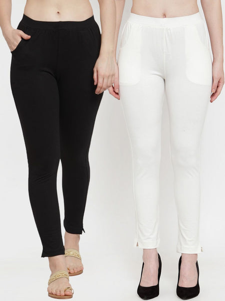 TAG 7 Women Pack Of 2 Solid Ankle-Length Straight-Fit Leggings - Distacart