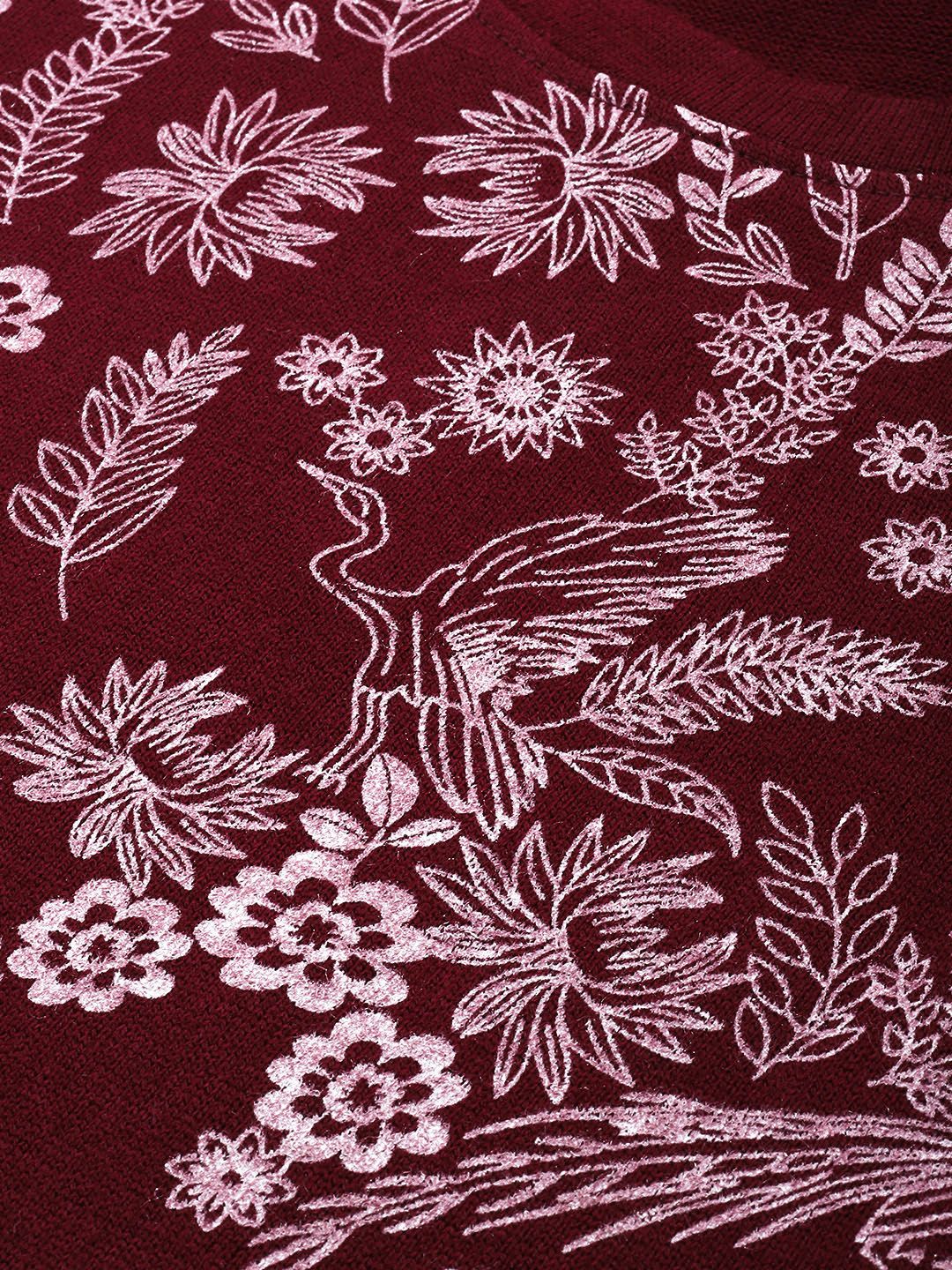 Sangria Floral Printed Knitted Kurta - Distacart