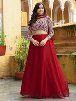 Thumbnail for Tulsi Art Beautiful Red Sequins Georgette Function Wear Lehenga Choli
