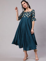 Thumbnail for Aks Floral Printed Square Neck Anarkali Kurta - Distacart