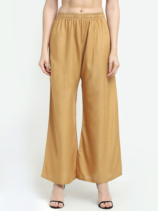 TAG 7 Women Pack of 2 Maroon & Beige Solid Wide-Leg Palazzos