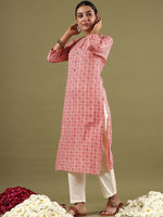 Thumbnail for Indo Era Geometric Printed Mirror Work Straight Kurta