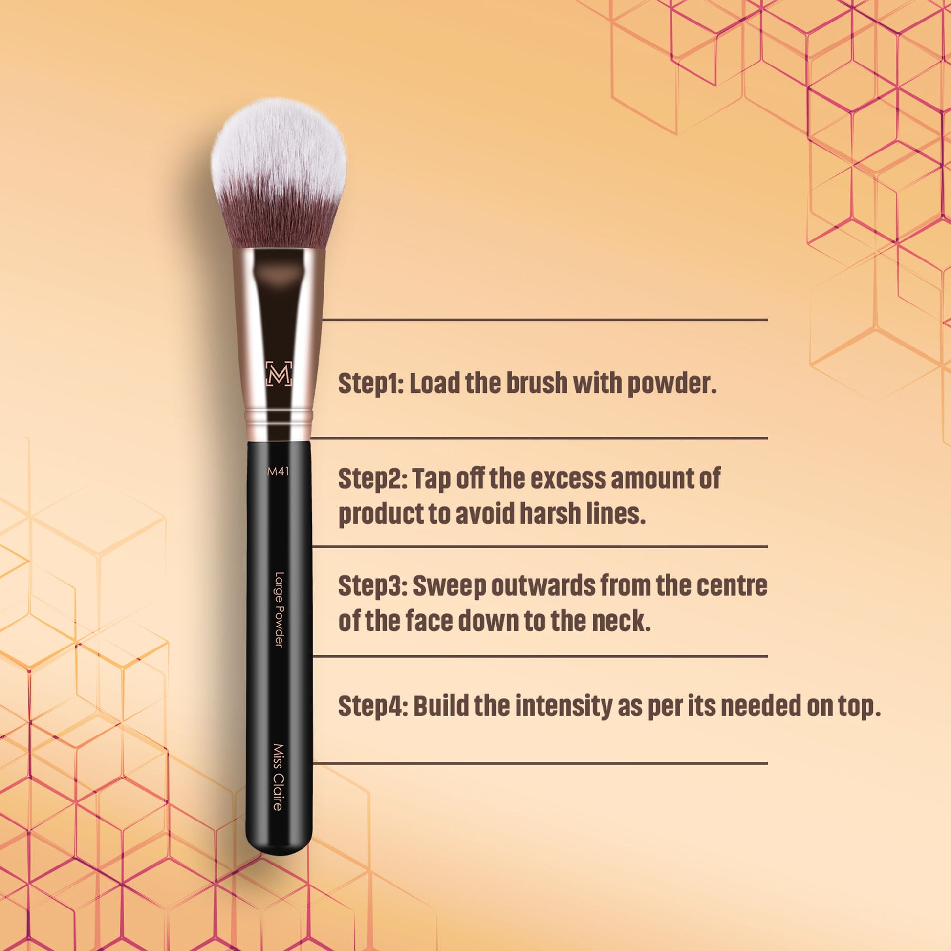Miss Claire M41 - Large Powder Brush - Rose Gold - Distacart