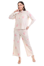Thumbnail for Jaitra Apparels Off White Embroidered Premium Pure Cotton Co-Ord Set For Women