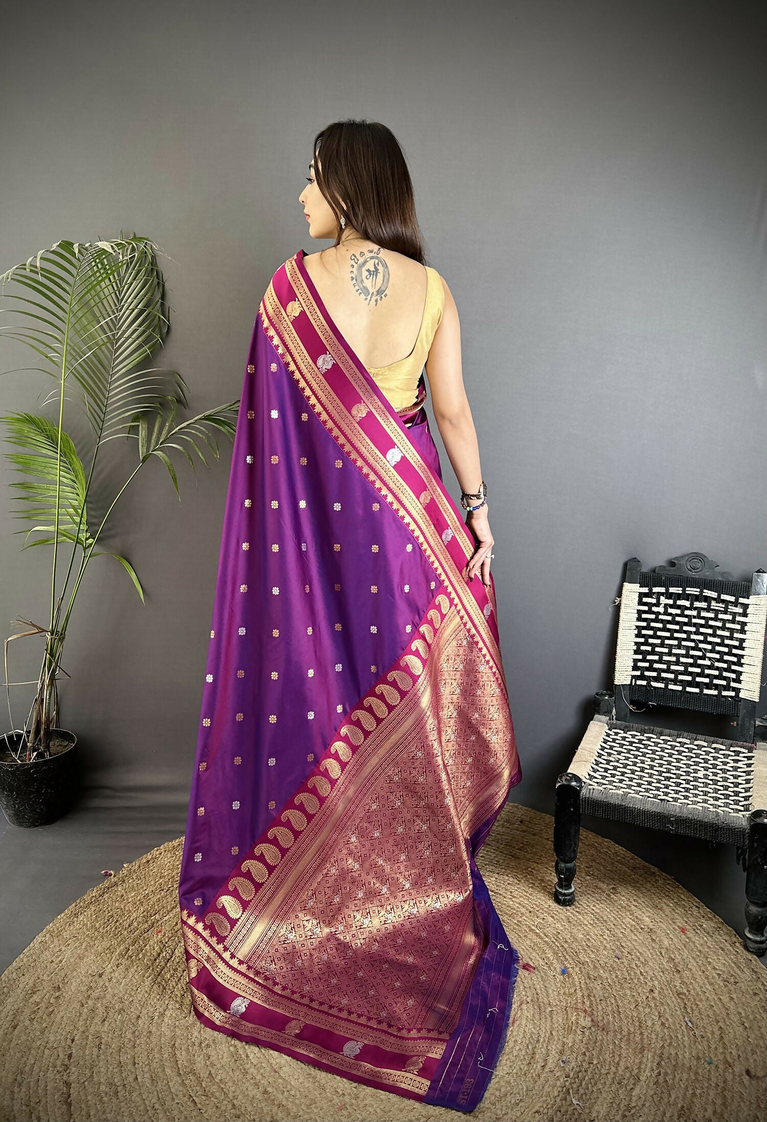 Joban Fashion Purple Banarasi Soft Silk Woven Saree
