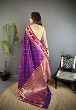 Thumbnail for Joban Fashion Purple Banarasi Soft Silk Woven Saree