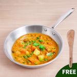 Thumbnail for The Indus Valley TurboCuk Tri-ply Stainless Steel Fry Pan, Premium Quality, 3 Layer Thick Body, 100% Toxin-free, Non-stick, Induction & Gas,Spatula, 22/24/26 cm, 1.5/1.7/1.9L