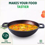 Thumbnail for The Indus Valley Super Smooth Cast Iron Kadai,Pre-seasoned, Nonstick, 100% Pure, Toxin-free, Spatula, 25.4cm, 2.5L, 2.4kg