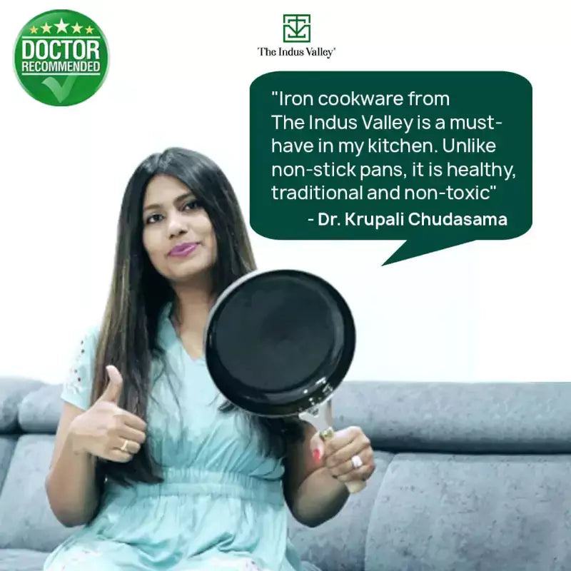 The Indus Valley 100% Pure Iron Cookware Set: Tawa+ Fry Pan+ Wok, Toxin-free Sheet Iron, Pre-seasoned, Induction & Gas, Kitchen Set for Home, Kadai - Distacart