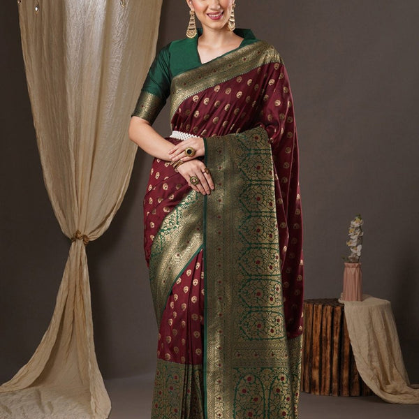 Anouk Woven Design Zari Banarasi Saree - Distacart
