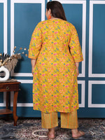 Thumbnail for Swasti Plus Size Floral Printed Pure Cotton Straight Kurta with Palazzos & With Dupatta