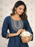 Thumbnail for Ode by House of Pataudi Embroidered Yoke Design Straight Kurta - Distacart
