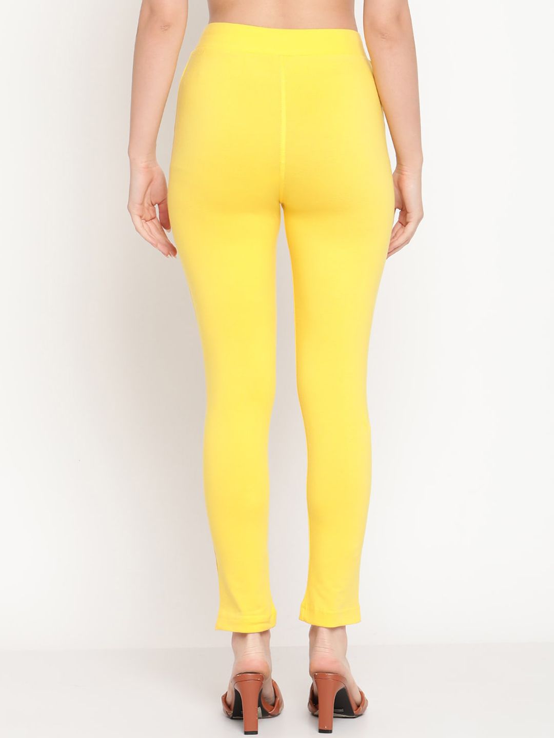 TAG 7 Set Of 2 Orange & Yellow Solid Leggings - Distacart