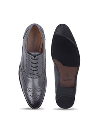 Thumbnail for LOUIS STITCH Men Textured Formal Lace Up Brogue Shoes