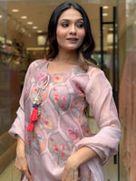 Thumbnail for Kalini Floral Printed Tie-Up Neck Kurta With Trousers & Dupatta - Distacart