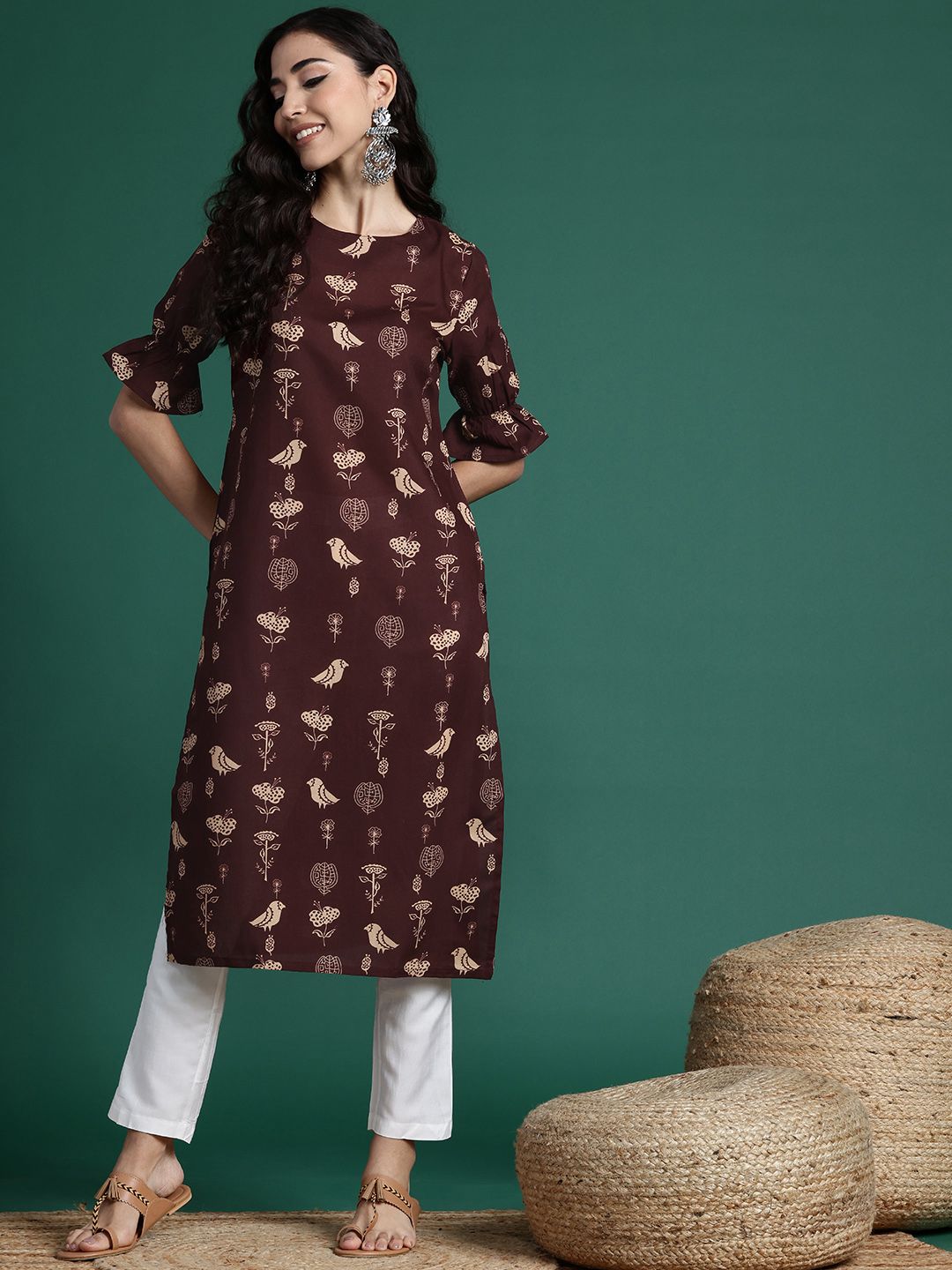 Sangria Women Ethnic Motifs Printed Kurta - Distacart