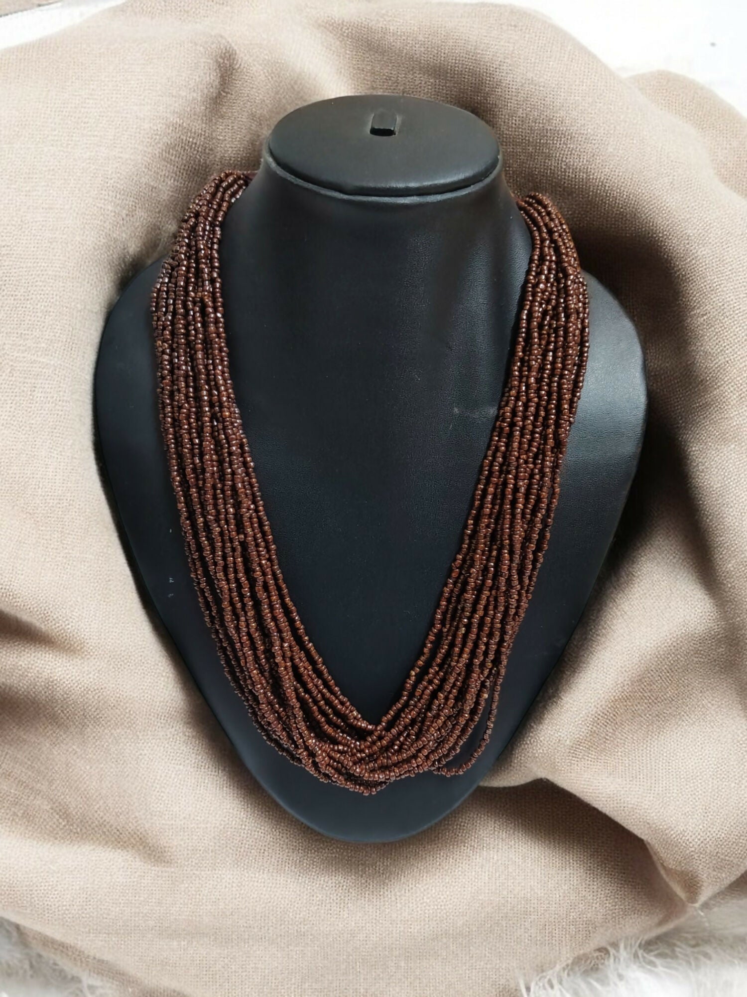 Inhanns Handmade Beaded Multilayer Necklace, 20 Layers - Coffee Brown - Distacart