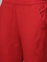 Thumbnail for ADA Women Red & Green Chikankari Hand Embroidered Sustainable Handloom Kurta with Trousers - Distacart