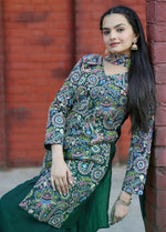 Thumbnail for Joban Fashion Green Silk Embroidered Sharara Set - Distacart