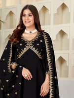 Thumbnail for Kalini Floral Yoke Design V-Neck Thread Work Anarkali Kurta with Palazzo & Dupatta - Distacart